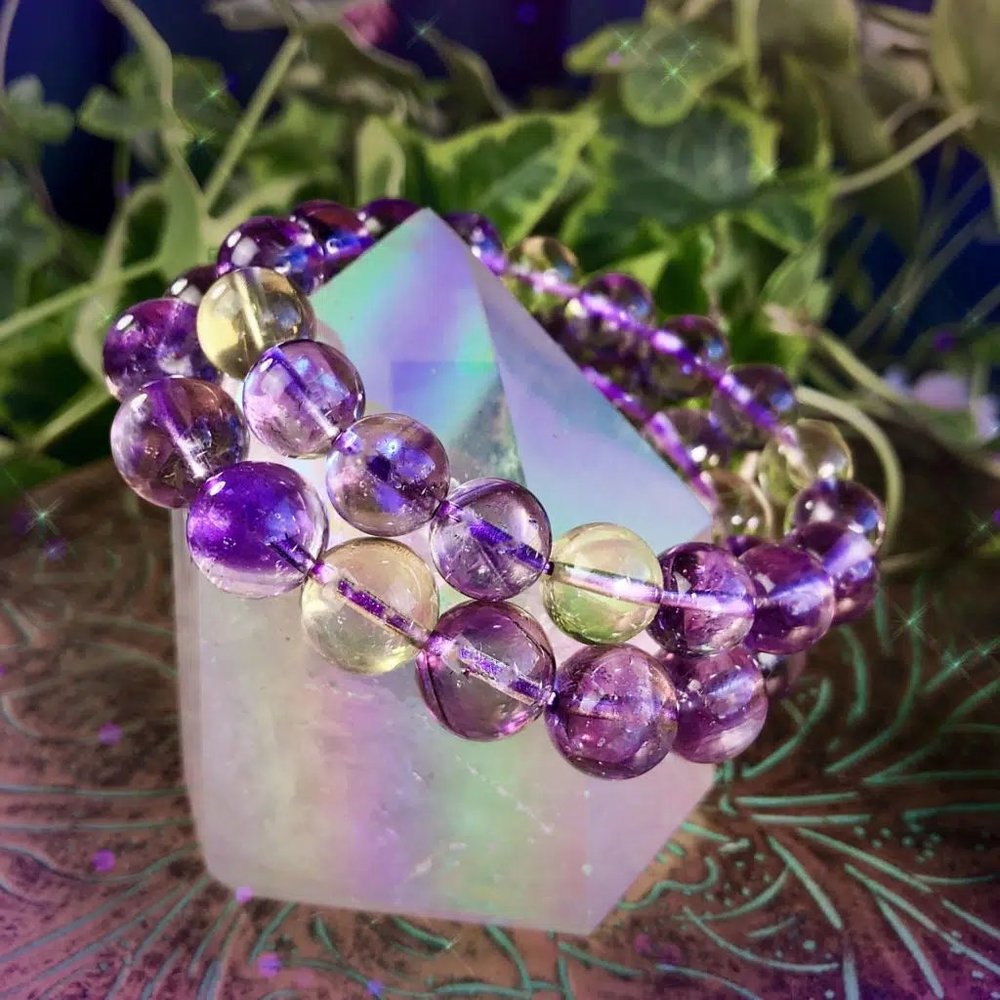 Amethyst Citrine 8MM Round Beads Healing Reiki Handmade Bracelet Spiritual Gifts